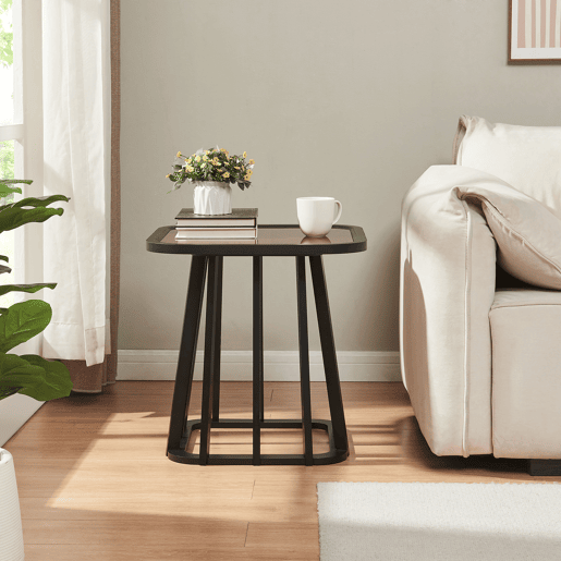 Mesa de apoio Burgess tampo de mesa quadrado 51x51x51 cm pretonogueira en.casa