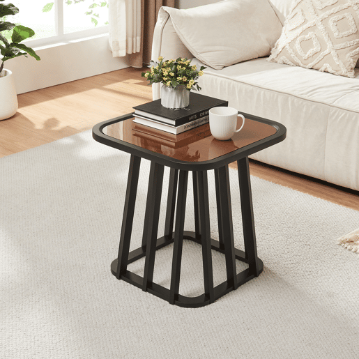 Mesa de apoio Burgess tampo de mesa quadrado 51x51x51 cm pretonogueira en.casa