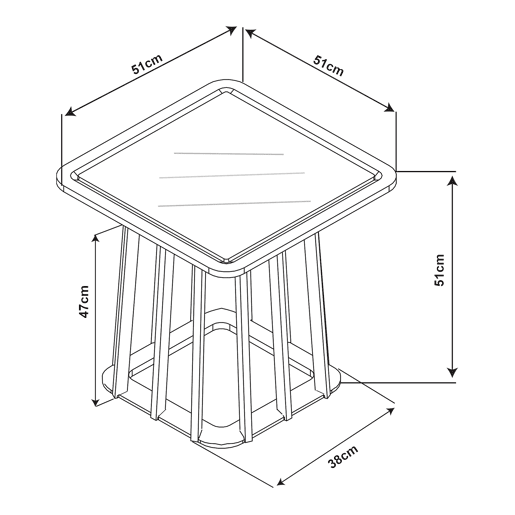 Mesa de apoio Burgess tampo de mesa quadrado 51x51x51 cm pretonogueira en.casa