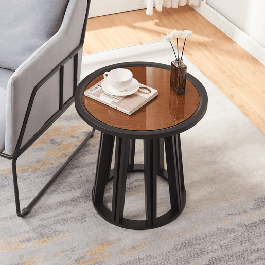 Mesa de apoio Burgess tampo de mesa redondo 51x51x51 cm pretonogueira en.casa