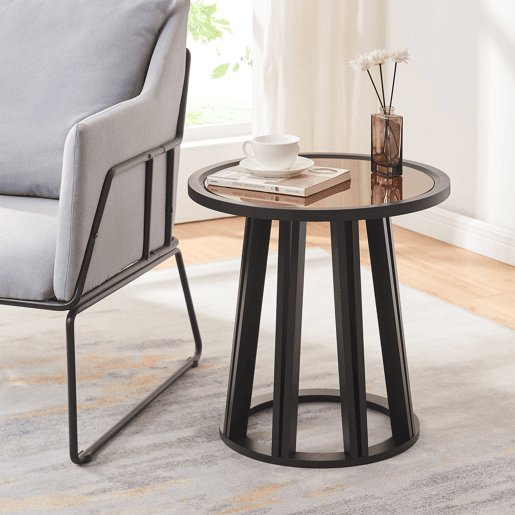 Mesa de apoio Burgess tampo de mesa redondo 51x51x51 cm pretonogueira en.casa
