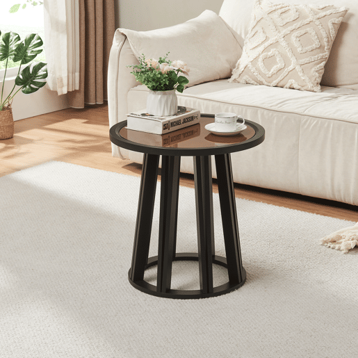 Mesa de apoio Burgess tampo de mesa redondo 51x51x51 cm pretonogueira en.casa