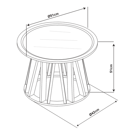 Mesa de apoio Burgess tampo de mesa redondo 51x51x51 cm pretonogueira en.casa