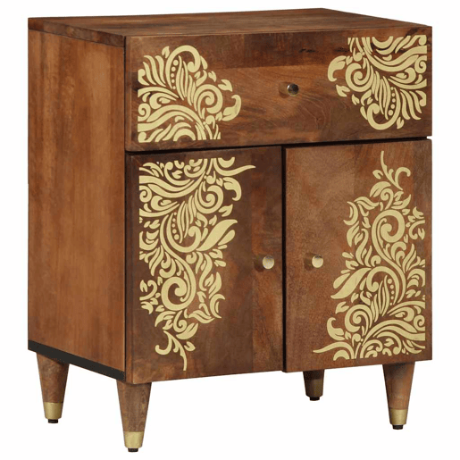 Mesa De Cabeceira - Mesinha De Cabeceira com gaveta castanho mel 50 x 33 x 60 cm