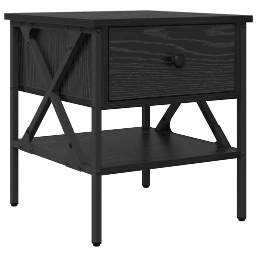 Mesa De Cabeceira - Mesinha De Cabeceira com gaveta Carvalho preto 40 x 42 x 45 cm