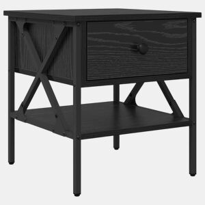 Mesa De Cabeceira - Mesinha De Cabeceira com gaveta Carvalho preto 40 x 42 x 45 cm