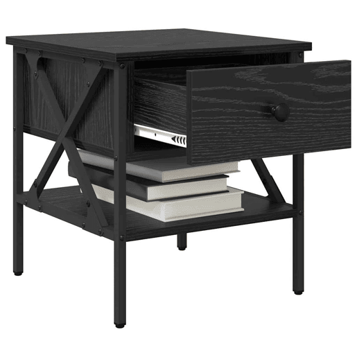 Mesa De Cabeceira - Mesinha De Cabeceira com gaveta Carvalho preto 40 x 42 x 45 cm