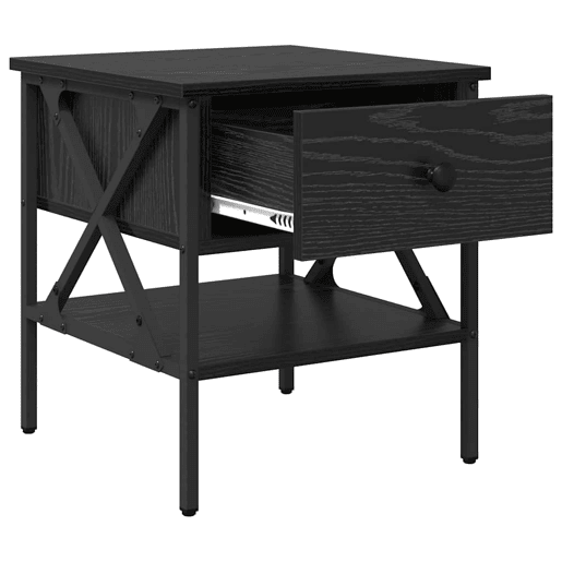 Mesa De Cabeceira - Mesinha De Cabeceira com gaveta Carvalho preto 40 x 42 x 45 cm