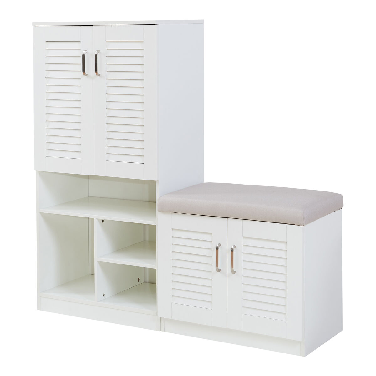 Mueble zapatero løten 4 compartimentos para 17 pares 120x120x37 cm - blanco [en.casa]