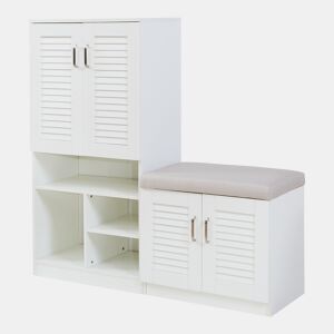 Sapateira Løten 4 portas e 7 prateleiras 120x37x120cm Branco en.casa