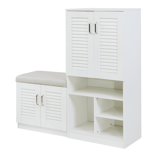 Sapateira Løten 4 portas e 7 prateleiras 120x37x120cm Branco en.casa