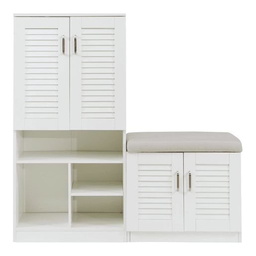 Sapateira Løten 4 portas e 7 prateleiras 120x37x120cm Branco en.casa