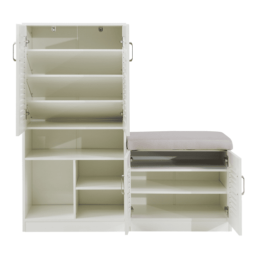 Sapateira Løten 4 portas e 7 prateleiras 120x37x120cm Branco en.casa
