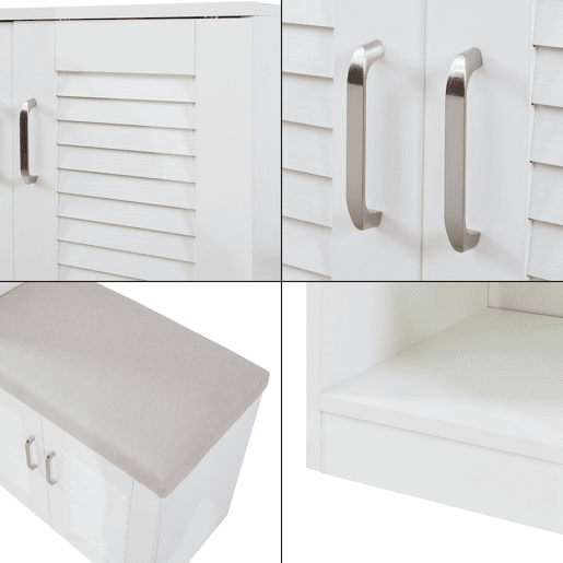 Sapateira Løten 4 portas e 7 prateleiras 120x37x120cm Branco en.casa