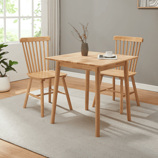 Mesa de jantar Klijori para 2 pessoas madeira 75x75x74 cm natureza en.casa