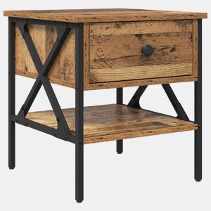 Mesa De Cabeceira - Mesinha De Cabeceira com gaveta Madeira antiga 40 x 42 x 45 cm