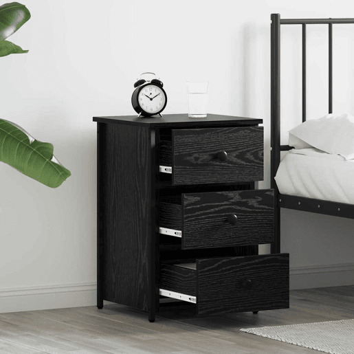 Mesa De Cabeceira - Mesinha De Cabeceira com gaveta Carvalho preto 40 x 36 x 60 cm