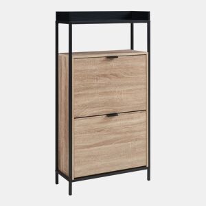 Sapateira Belana com 2 abas para 8-12 pares 116x60x24 cm pretocarvalho en.casa