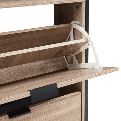 Sapateira Belana com 2 abas para 8-12 pares 116x60x24 cm pretocarvalho en.casa
