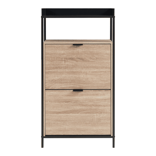 Sapateira Belana com 2 abas para 8-12 pares 116x60x24 cm pretocarvalho en.casa