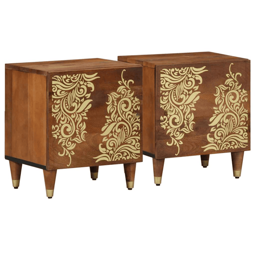 Lote de 2 Mesa De Cabeceira Mesinha De Cabeceira - castanho mel 40 x 33 x 46 cm