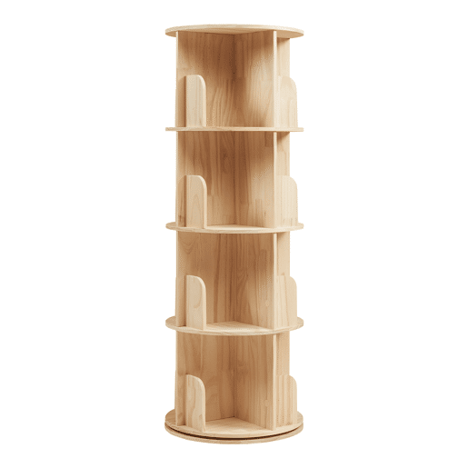 Estante giratória Chasek 4 níveis pino 125x44 cm natural en.casa