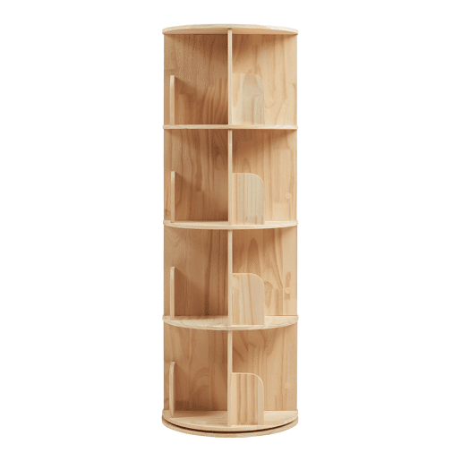 Estante giratória Chasek 4 níveis pino 125x44 cm natural en.casa