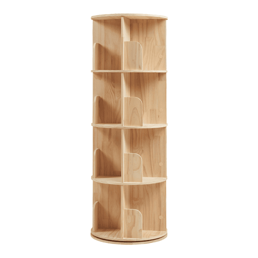 Estante giratória Chasek 4 níveis pino 125x44 cm natural en.casa