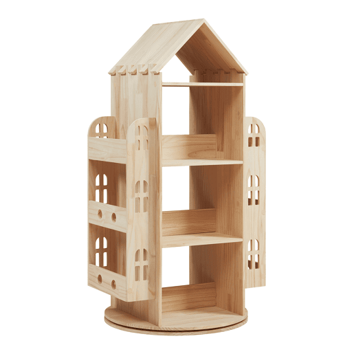 Estante rotativa para crianças Sanköre pino 122x64x43 cm natural en.casa