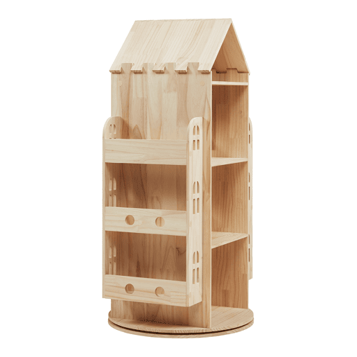 Estante rotativa para crianças Sanköre pino 122x64x43 cm natural en.casa
