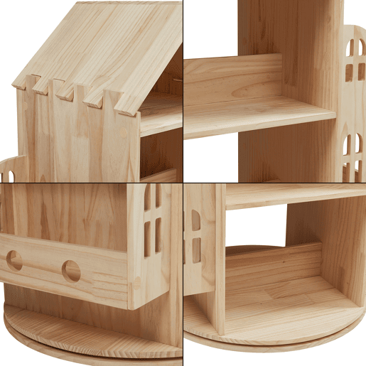 Estante rotativa para crianças Sanköre pino 122x64x43 cm natural en.casa
