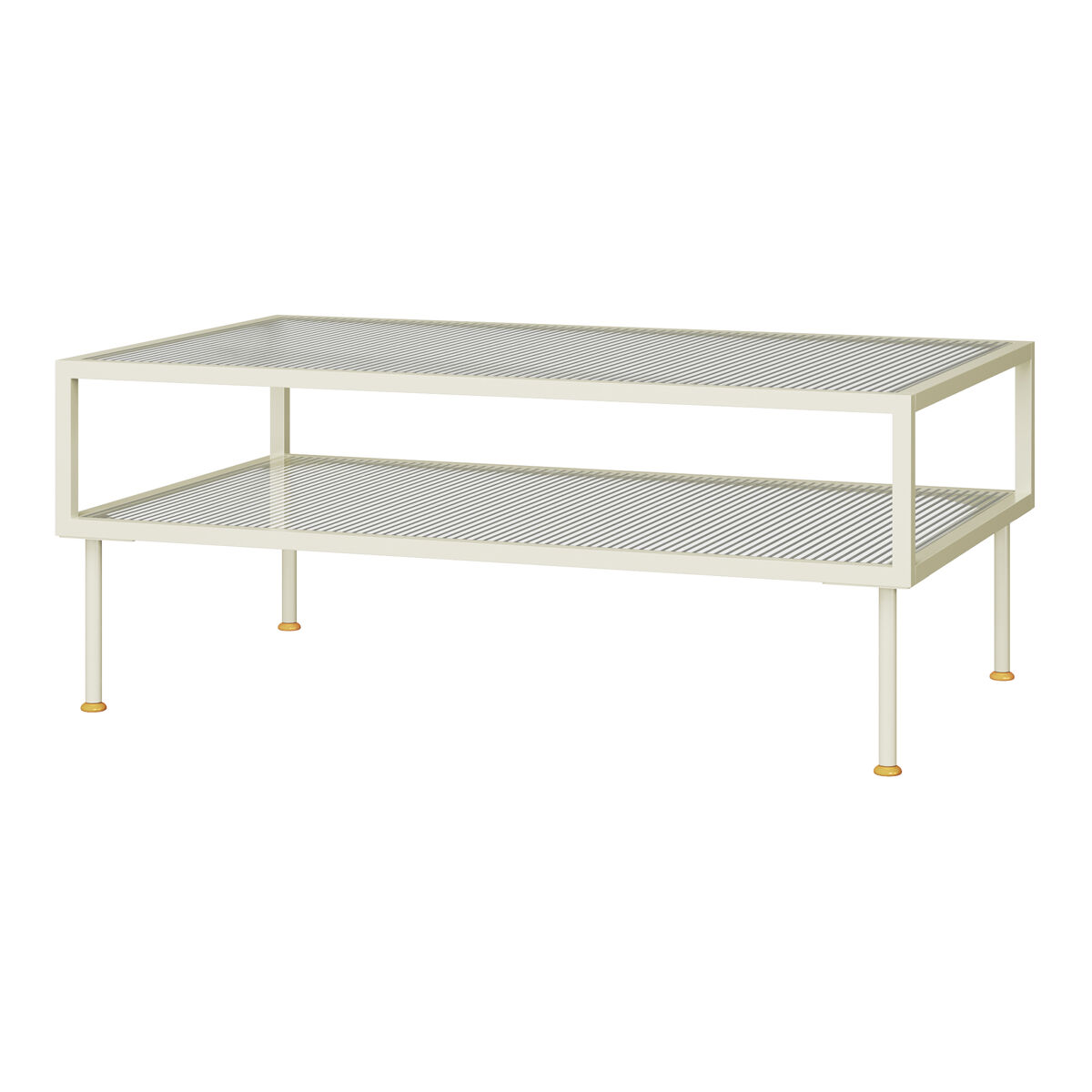 Mesa de centro lindau acero 100x50x45 cm con tablero de vidrio - blanco crema [en.casa]