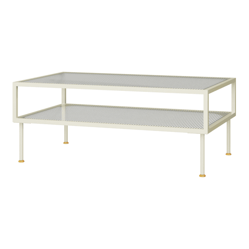 Mesa de centro Lindau aço com tampo de vidro 100x50x46 cm branco creme en.casa
