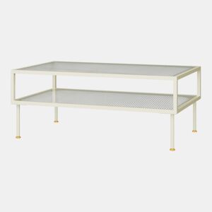 Mesa de centro Lindau aço com tampo de vidro 100x50x46 cm branco creme en.casa
