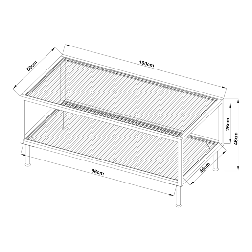 Mesa de centro Lindau aço com tampo de vidro 100x50x46 cm branco creme en.casa