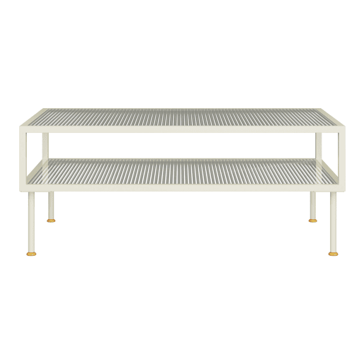 Mesa de centro Lindau aço com tampo de vidro 100x50x46 cm branco creme en.casa