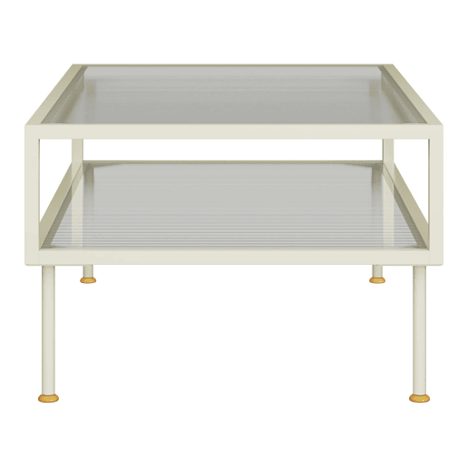 Mesa de centro Lindau aço com tampo de vidro 100x50x46 cm branco creme en.casa