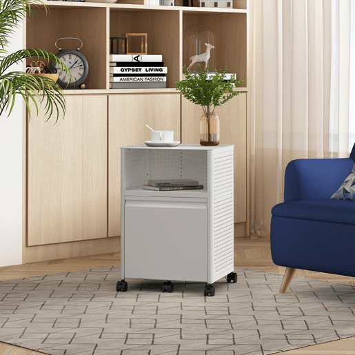 Armário de arquivo com rodízios Velvevn com 1 gaveta aço, 54x 40x36 cm Branco en.casa