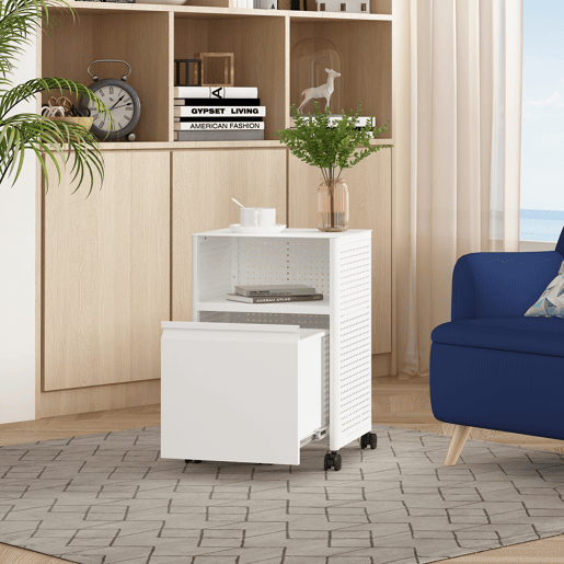 Armário de arquivo com rodízios Velvevn com 1 gaveta aço, 54x 40x36 cm Branco en.casa