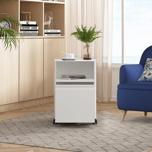 Armário de arquivo com rodízios Velvevn com 1 gaveta aço, 54x 40x36 cm Branco en.casa