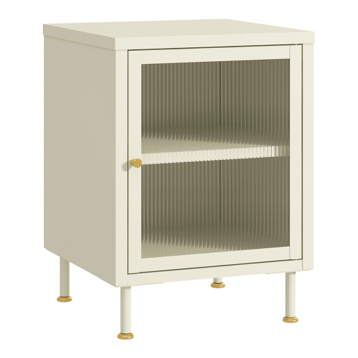 Armário lateral Lindau porta de vidro 56x40x40 cm branco creme en.casa