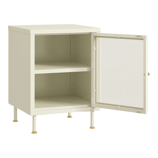 Armário lateral Lindau porta de vidro 56x40x40 cm branco creme en.casa