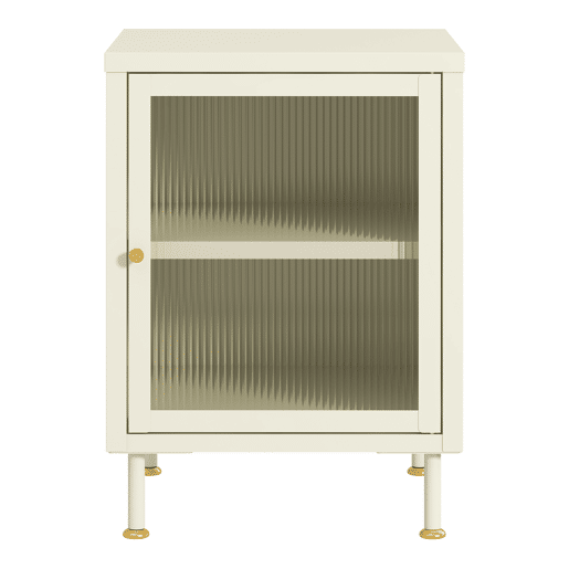 Armário lateral Lindau porta de vidro 56x40x40 cm branco creme en.casa