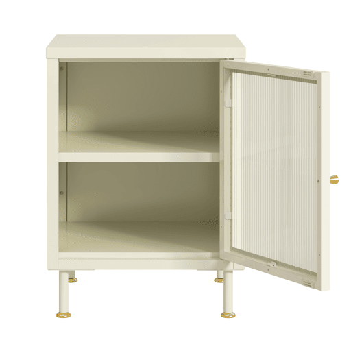 Armário lateral Lindau porta de vidro 56x40x40 cm branco creme en.casa