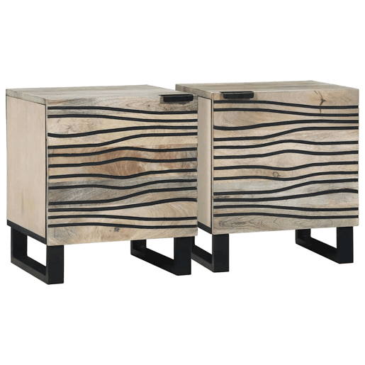Lote de 2 Mesa De Cabeceira Mesinha De Cabeceira - Natural 40 x 33.5 x 46 cm