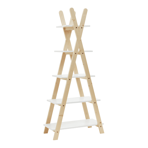 Estante Vanlilu em forma de A pino145x65x32 cm naturalbranco en.casa