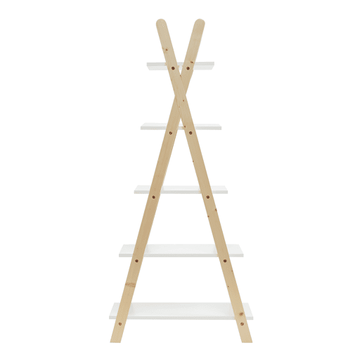 Estante Vanlilu em forma de A pino145x65x32 cm naturalbranco en.casa