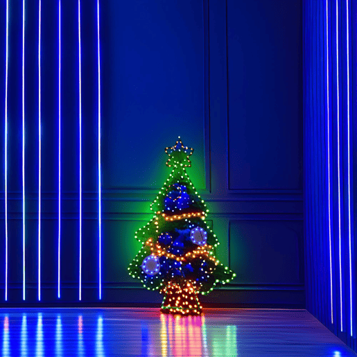 Árvore de Natal Well Home com 201 luzes LED piscantes em 4 cores e temporizador 79,5x52 cm