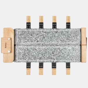 Raclette WOD362 Hkoenig com base giratória 180°, chapas de pedra e design em madeira natural, 1400u202FW