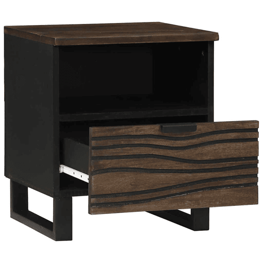 Lote de 2 Mesa De Cabeceira - Mesinha De Cabeceira com gaveta Nogueira 40 x 33 x 46 cm